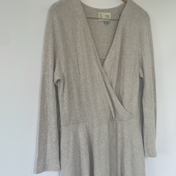 Anthropologie Saturday Sunday Cream Viscose Blend Cloud Fleece Wrap Dress XL - Picture 4 of 15